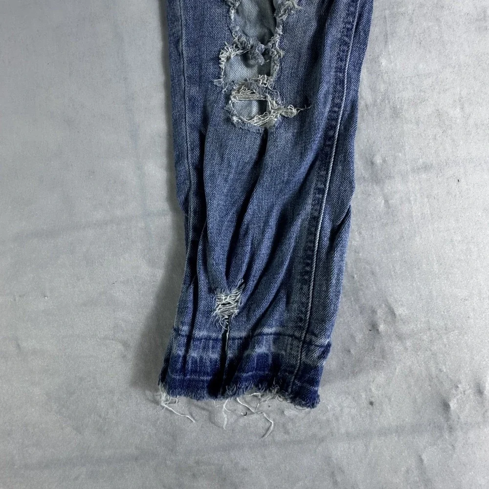 Justice Straight Jeans Girls 12 Blue Denim Stretch Frayed Hem Distressed Grunge